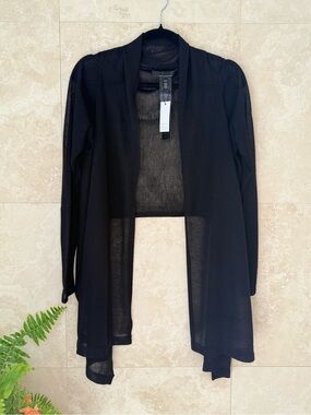 White House Black Market Black Sheer Open Cardigan NWT Lightweight XXS